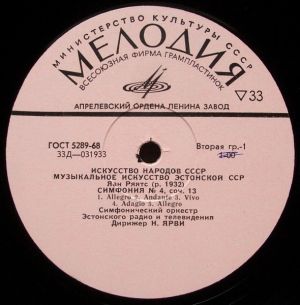 Various - Музыкальное Искусство Эстонской ССР (1972)