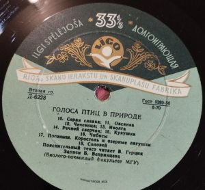 No Artist - Голоса Птиц В Природе (1961)